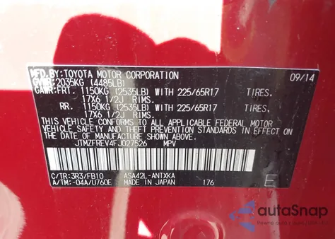 2015 Toyota Rav4 Le from USA, damaged, VIN JTMZFREV4FJ027526